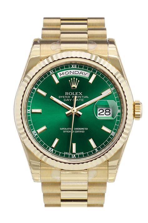 rolex president gold green dial|rolex day date gold green.